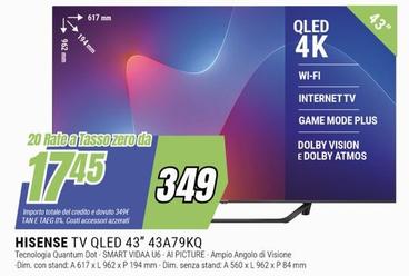 Offerta per Hisense - Tv Qled 43" 43A79KQ a 349€ in andronico