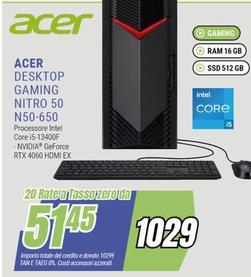 Offerta per Acer - Desktop Gaming Nitro 50 N50-650 a 1029€ in Trony
