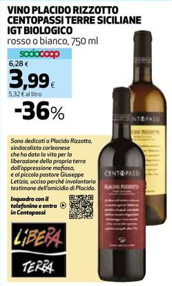 Offerta per Centopassi - Vino Placido Rizzotto Terre Siciliane IGT Biologico a 3,99€ in Coop