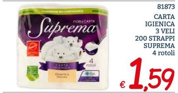 Offerta per Suprema - Carta Igienica 3 Veli 200 Strappi a 1,59€ in ZONA