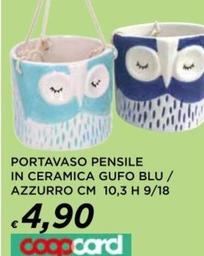 Offerta per Portavaso Pensile In Ceramica Gufo Blu/ Azzurro a 4,9€ in Ipercoop