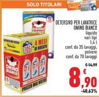 Offerta per Omino Bianco - Detersivo Per Lavatrice a 8,9€ in Conad