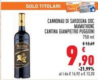 Offerta per Cantina Giampietro Puggioni - Cannonau Di Sardegna DOC Mamuthone a 9,9€ in Conad
