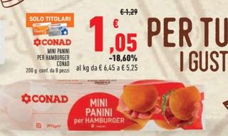 Offerta per Conad - Mini Panini Per Hamburger a 1,05€ in Conad