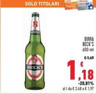 Offerta per Becks - Birra a 1,18€ in Conad
