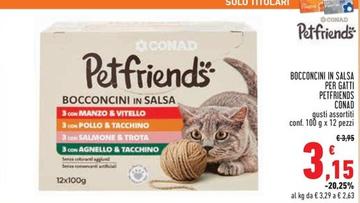 Offerta per Conad - Bocconcini In Salsa Per Gatti Petfriends a 3,15€ in Conad Superstore
