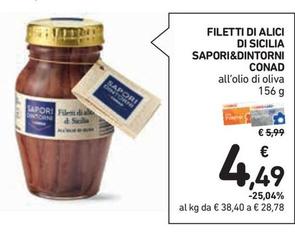 Offerta per Conad - Sapori&Dintorni Filetti Di Alici Di Sicilia a 4,49€ in Conad Superstore