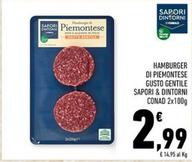 Offerta per Conad - Sapori & Dintorni Hamburger Di Piemontese Gusto Gentile a 2,99€ in Conad