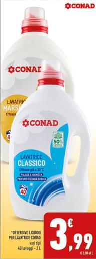 Offerta per Conad - Detersivo Liquido Per Lavatrice a 3,99€ in Conad