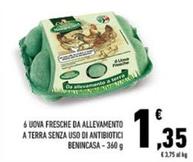 Offerta per Benincasa - 6 Uova Fresche Da Allevamento A Terra Senza Uso Di Antibiotici a 1,35€ in Conad