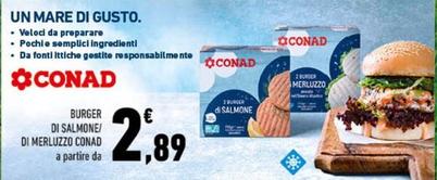 Offerta per Conad - Burger Di Salmone/Di Merluzzo a 2,89€ in Conad