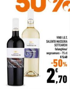 Offerta per Masserie Del Salento - Vino I.G.T Settearchi a 2,7€ in Conad City