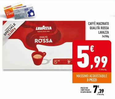 Offerta per Lavazza - Caffè Macinato Qualità Rossa a 7,39€ in Conad Superstore