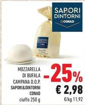 Offerta per Sapori&dintorni Conad - Mozzarella Di Bufala Campana D.o.p. a 2,98€ in Margherita Conad