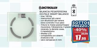 Offerta per Dictrolux - Bilancia Pesapersona Digitale Smart Balance a 17,99€ in Happy Casa Store