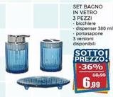 Offerta per Set Bagno In Vetro 3 Pezzi a 6,99€ in Happy Casa Store