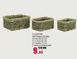 Offerta per 3 Cestini Rettangolari a 9,99€ in Happy Casa Store