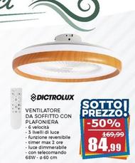 Offerta per Dictrolux - Ventilatore Da Soffitto Con Plafoniera  a 84,99€ in Happy Casa Store