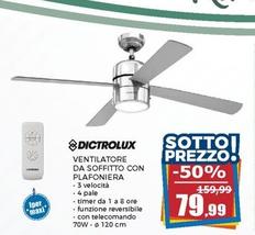 Offerta per Dictrolux - Ventilatore Da Soffitto Con Plafoniera  a 79,99€ in Happy Casa Store
