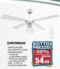 Offerta per Dictrolux - Ventilatore Da Soffitto Con Lampadario a 54,99€ in Happy Casa Store