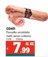 Offerta per Coati - Pancetta Arrotolata Metà Senza Cotenna a 7,99€ in Altasfera