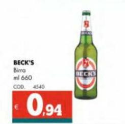 Offerta per Becks - Birra a 0,94€ in Altasfera
