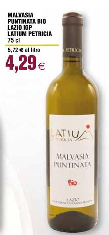 Offerta per La Petricia - Malvasia Puntinata Bio Lazio IGP Latium a 4,29€ in Coop