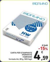 Offerta per Fabriano - Carta Per Stampante Iperwhite a 4,59€ in Spazio Conad