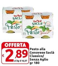 Offerta per Saclà - Pesto Alla Genovese Classico/Senza Aglio a 2,89€ in Carrefour Express