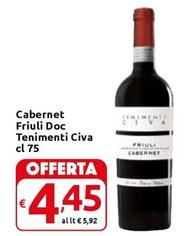 Offerta per Tenimenti Civa - Cabernet Friuli DOC a 4,45€ in Carrefour Express
