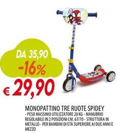 Offerta per Monopattino Tre Ruote Spidey a 29,9€ in Iperfamila