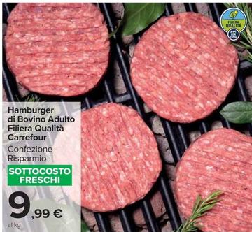 Offerta per Carrefour - Hamburger Di Bovino Adulto Filiera Qualità a 9,99€ in Carrefour Market