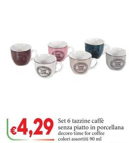 Offerta per Set 6 Tazzine Caffè Senza Piatto In Porcellana a 4,29€ in D'Italy