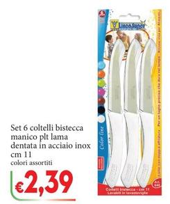 Offerta per Linea Super - Set 6 Coltelli Bistecca Manico Plt Lama Dentata In Acciaio Inox Cm 11 a 2,39€ in D'Italy