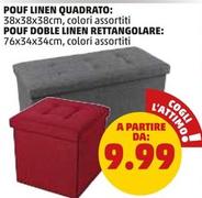 Offerta per Pouf Linen Quadrato/ Pouf Doble Linen Rettangolare a 9,99€ in PENNY
