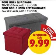 Offerta per Pouf Linen Quadrato/ Pouf Doble Linen Rettangolare a 9,99€ in PENNY