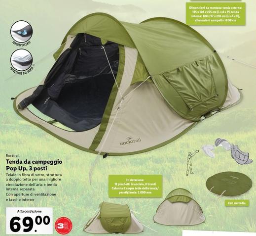 Offerta per Rocktrail - Tenda Da Campeggio Pop Up, 3 Posti a 69€ in Lidl