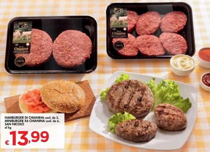 Offerta per Hamburger Di Chianina, Miniburger X6 Chianina San Nicolò a 13,99€ in Bennet