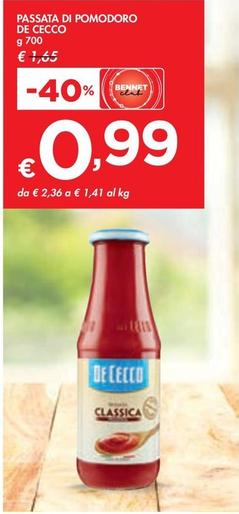 Offerta per De Cecco - Passata Di Pomodoro a 0,99€ in Bennet
