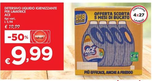 Offerta per Ace - Detersivo Liquido Igienizzante Per Lavatrice a 9,99€ in Bennet