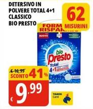 Offerta per Bio Presto - Detersivo In Polvere Total 4+1 Classico a 9,99€ in Tigros