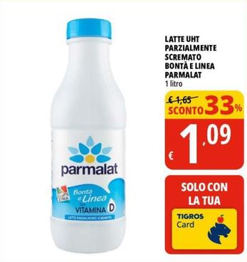 Offerta per Parmalat - Latte UHT Parzialmente Scremato Bontà E Linea a 1,09€ in Tigros
