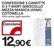 Offerta per Confezione 3 Canotte O 3 T Shirt Girocollo Mezza Manica Uomo Cotonella a 12,9€ in Ipercoop