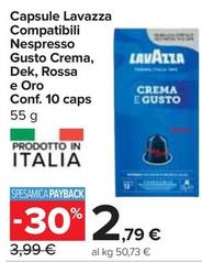 Offerta per Lavazza - Capsule Compatibili Nespresso Gusto Crema, Dek, Rossa E Oro Conf. 10 Caps a 2,79€ in Carrefour Express