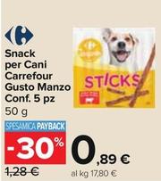 Offerta per Carrefour - Snack Per Cani Gusto Manzo Conf. 5 Pz a 0,89€ in Carrefour Express