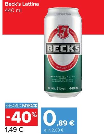 Offerta per Becks - Lattina a 0,89€ in Carrefour Express