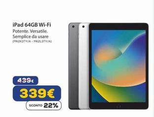 Offerta per Apple - Ipad 64Gb Wi-Fi a 339€ in Euronics