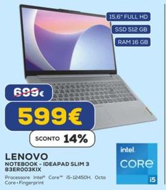 Offerta per Lenovo - Notebook-Ideapad Slim 3 83ER003KIX a 599€ in Euronics