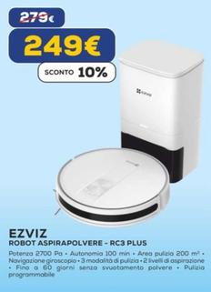 Offerta per Ezviz - Robot Aspirapolvere - RC3 Plus a 249€ in Euronics