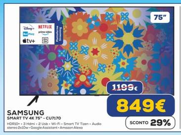 Offerta per Samsung - Smart Tv 4K 75"-CU7170 a 849€ in Euronics